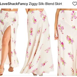 LoveShackFancy Ziggy Floral Maxi Skirt in Cream and Pink